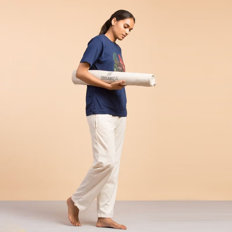 Handwoven organic cotton rug yoga mat. Undyed. Eco-friendly. Washable. GOTS certified - Image 7