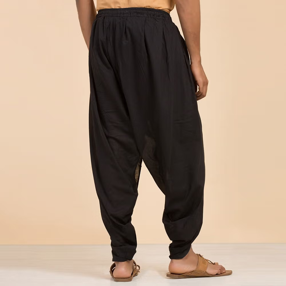 Isha’s signature. Ready to wear Unisex Dhoti Pants(Black) / Panchakacham. Certified organic cotton. Easy to pull on. Versatile. Comfortable for both casual and formal wear. - Image 4