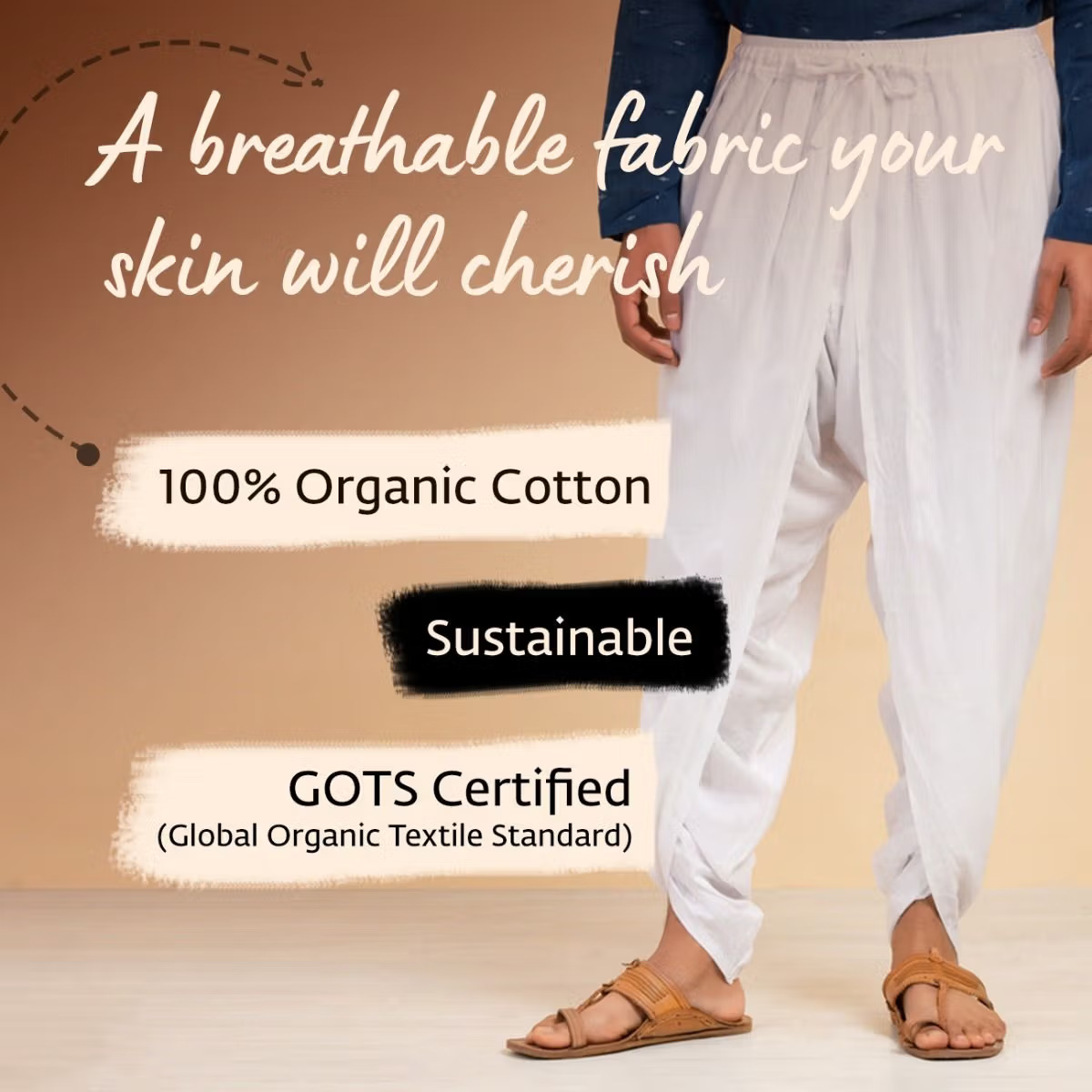 Isha’s signature. Ready to wear Unisex Dhoti Pants(Black) / Panchakacham. Certified organic cotton. Easy to pull on. Versatile. Comfortable for both casual and formal wear. - Image 6
